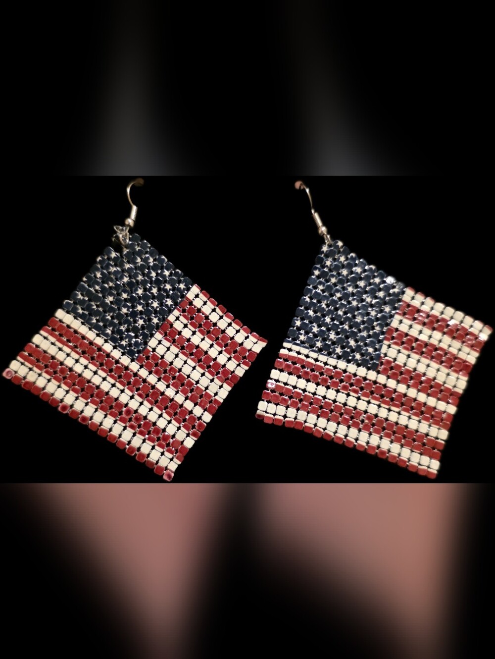 American Flag Beaded Dangle Earrings